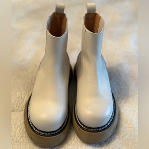 Cream leather platform boots